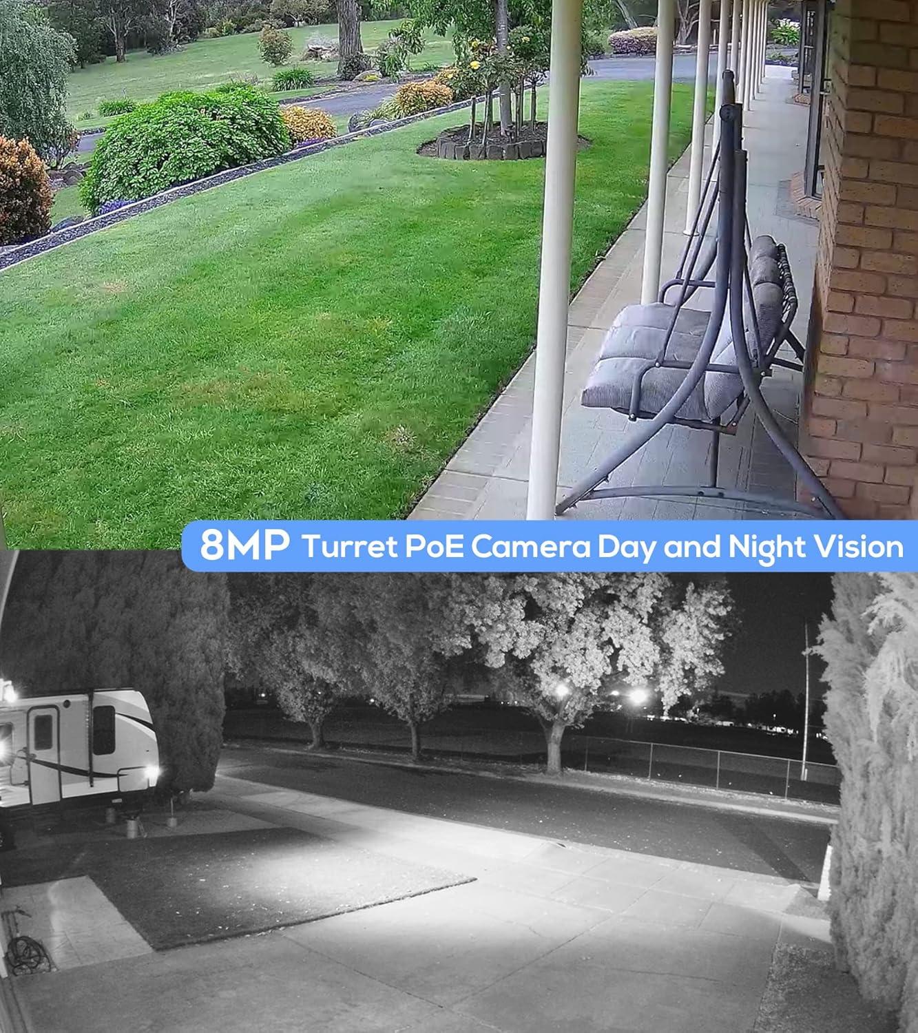 Compatible with Hikvision 8MP Security PoE IP Turret Camera with Built-in Mic,UltraHD 4K Outdoor CCTV Camera with 2.8mm Lens,98ft IR Night Vision and Motion Detection,WDR,IP67 Waterproof