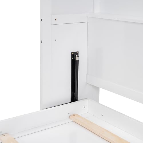 Queen Size Murphy Bed Wall Bed with Shelves, Modern Wall Bed with Shelves, Queen Size Wood Murphy Bed Cabinet Bed, Murphy Bed Chest Murphy Bed Frame, Horizontal Murphy Bed for Guest Bedroom, Grey
