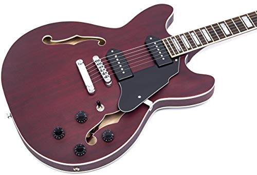 GROTE Electric Guitar Semi-Hollow Body Guitar matte finished P90 (Grey)