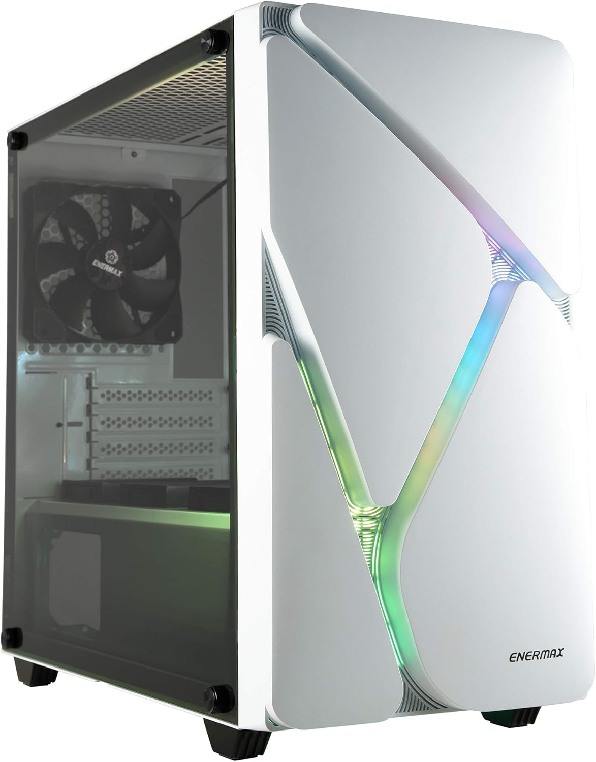 Enermax LIBLLUSION LL30 Addressable RGB ARGB Mid Tower Gaming PC Case Tempered Glass Pre-Installed Fans (X2), ECA-LL30-M1BB-ARGB