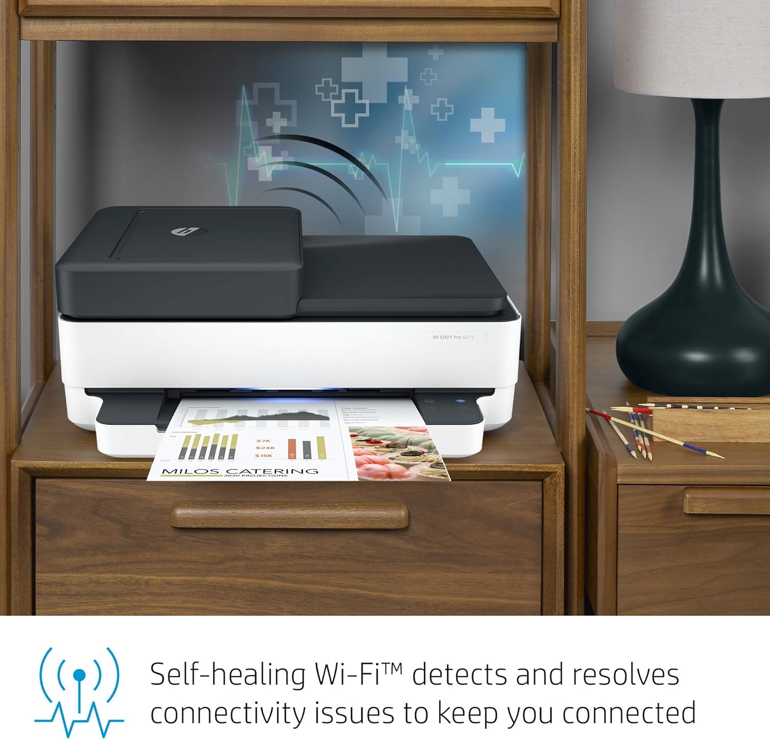 HP Envy Pro 6475 Wireless All-in-One Printer, Mobile Print, Scan & Copy, Compatible with Alexa (8QQ86A) (Renewed)