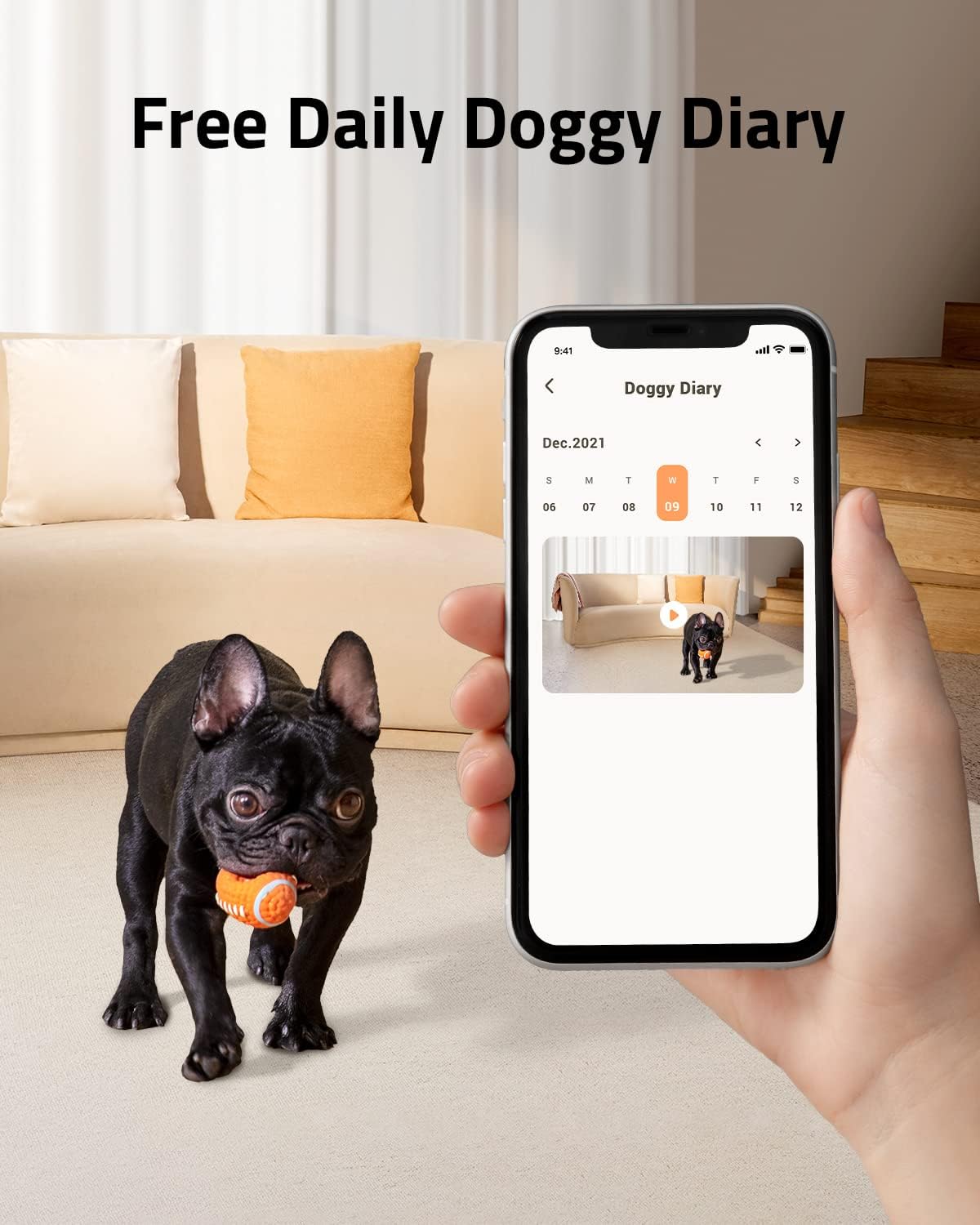 eufy Pet Dog Camera D605, 1080p Dog Camera with Phone App, Dog Treat Dispenser with 3-Distance Tossing, 270-Degree Rotatable Body, AI Motion Tracking, Night Vision, 2-Way Audio, 16GB Local Storage