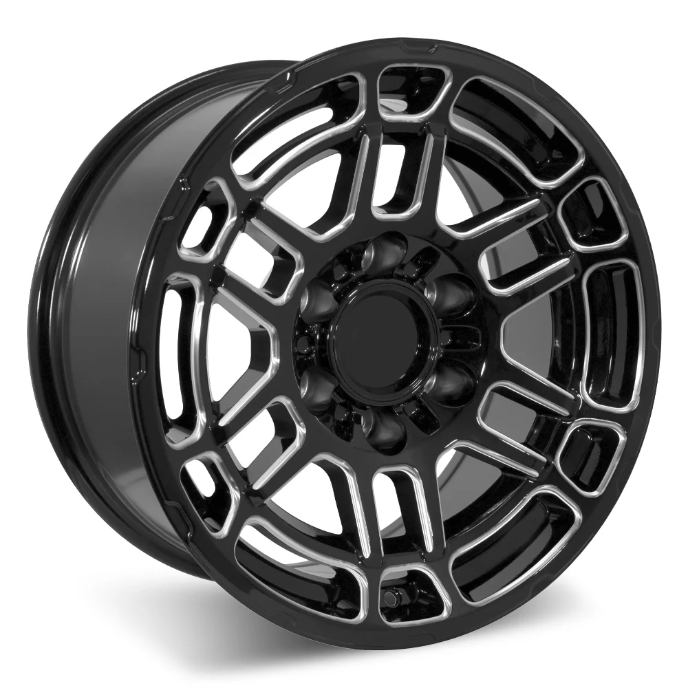 Set of 22" Black Milled 2022 Tac Pro Style Wheels for Toyota Tacoma, 4Runner, FJ Cruiser (22x9, 0mm Offset)