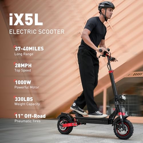 iScooter Electric Scooter Adults, 28/38 MPH Top Speed & 40/50 Miles Long Range Escooter, 10/11" Offroad Pneumatic Tire Scooters for Adults with Cruise Control, Dual Suspensions, Foldable E-Scooter
