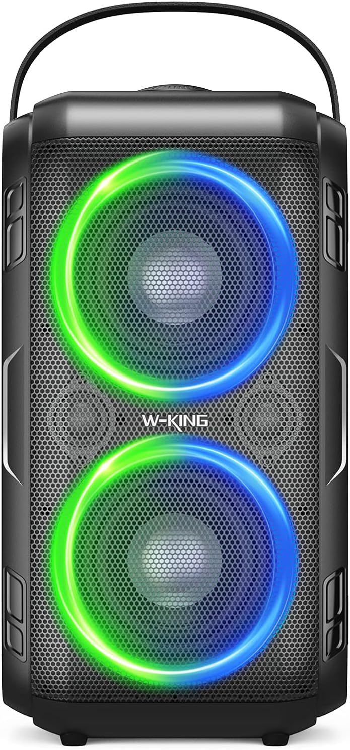 W-KING 80W Bluetooth Speaker Loud, Super Rich Bass, Huge 105dB Sound Portable Party Speakers, Mixed Color LED Lights, 12000mAH Battery, Bluetooth 5.0, USB Playback, TF Card, Non-Waterproof