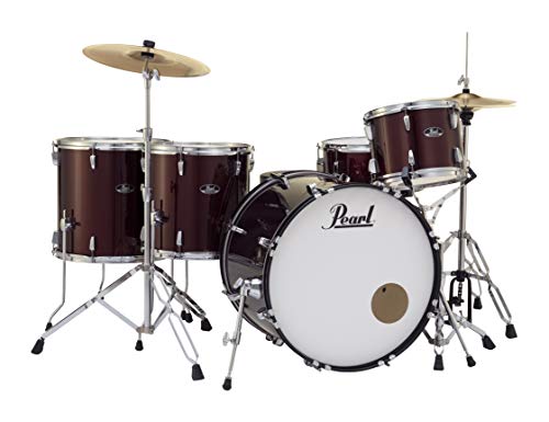 Pearl Roadshow Drum Set 4-Piece Complete Kit with Cymbals and Stands, Charcoal Metallic (RS584C/C706)