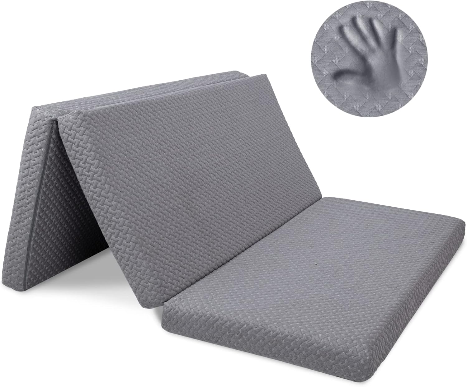 Milliard Premium Folding Mattress, Memory Foam Tri Fold with Waterproof Washable Cover, Cot Size (75"x31"x4)