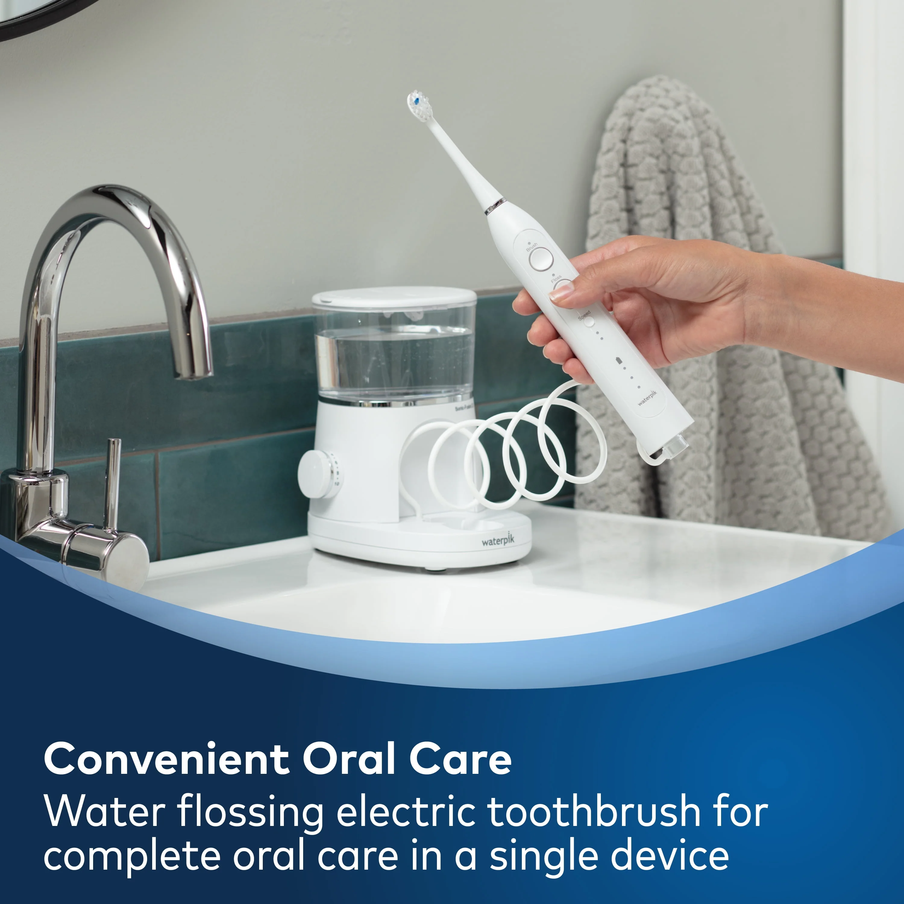Waterpik Sonic-Fusion 2.0 Flossing Toothbrush, Electric Toothbrush & Water Flosser Combo, White