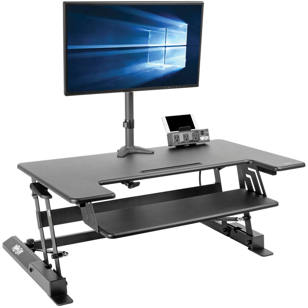 Tripp Lite Sit Stand Desktop Workstation Adjustable Standing Desk 36x22 in. - Standing desk converter - rectangular with contour