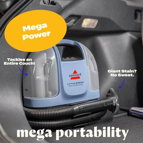BISSELL Little Green Mini Cordless Portable Carpet and Upholstery Deep Cleaner, Car/Auto Detailer, with HydroRinse Self-Cleaning Tool and 4" Tough Stain Tool, 4015