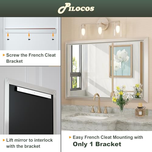 Black Bathroom Mirror for Wall, 60" x 36" Large Framed Rectangle Mirror with Beveled Stereoscopic Aluminum Alloy Frame, Wall Mirror for Hotel Double Vanity, Barber Shop (Horizontal/Vertical)