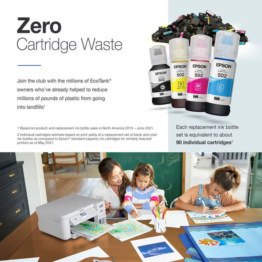 Epson EcoTank ET-3830 Wireless Color All-in-One Cartridge-Free Supertank Printer with Scan, Copy, Auto 2-sided Printing and Ethernet ? The Perfect Printer for Productive Families