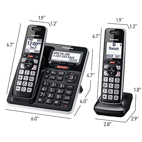 Panasonic Cordless Phone with Advanced Call Block, One-Ring Scam Alert, and 2-Way Recording with Answering Machine, 4 Handsets - KX-TGF944B (Black)