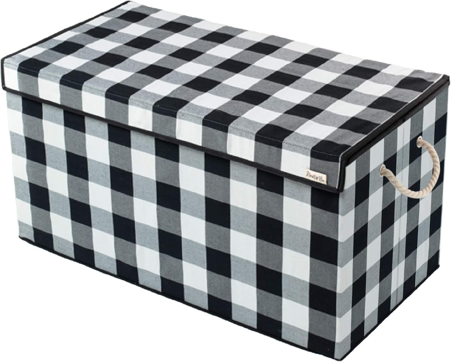 Nest & Be X-Large 30-inch Toybox Toy Storage Chest - Collapsible, Buffalo Plaid, Durable Sides w/Divider, and Attached, Flip-Top Lid. For Home Organization, Nursery, Kids playroom, Pet items, Closet