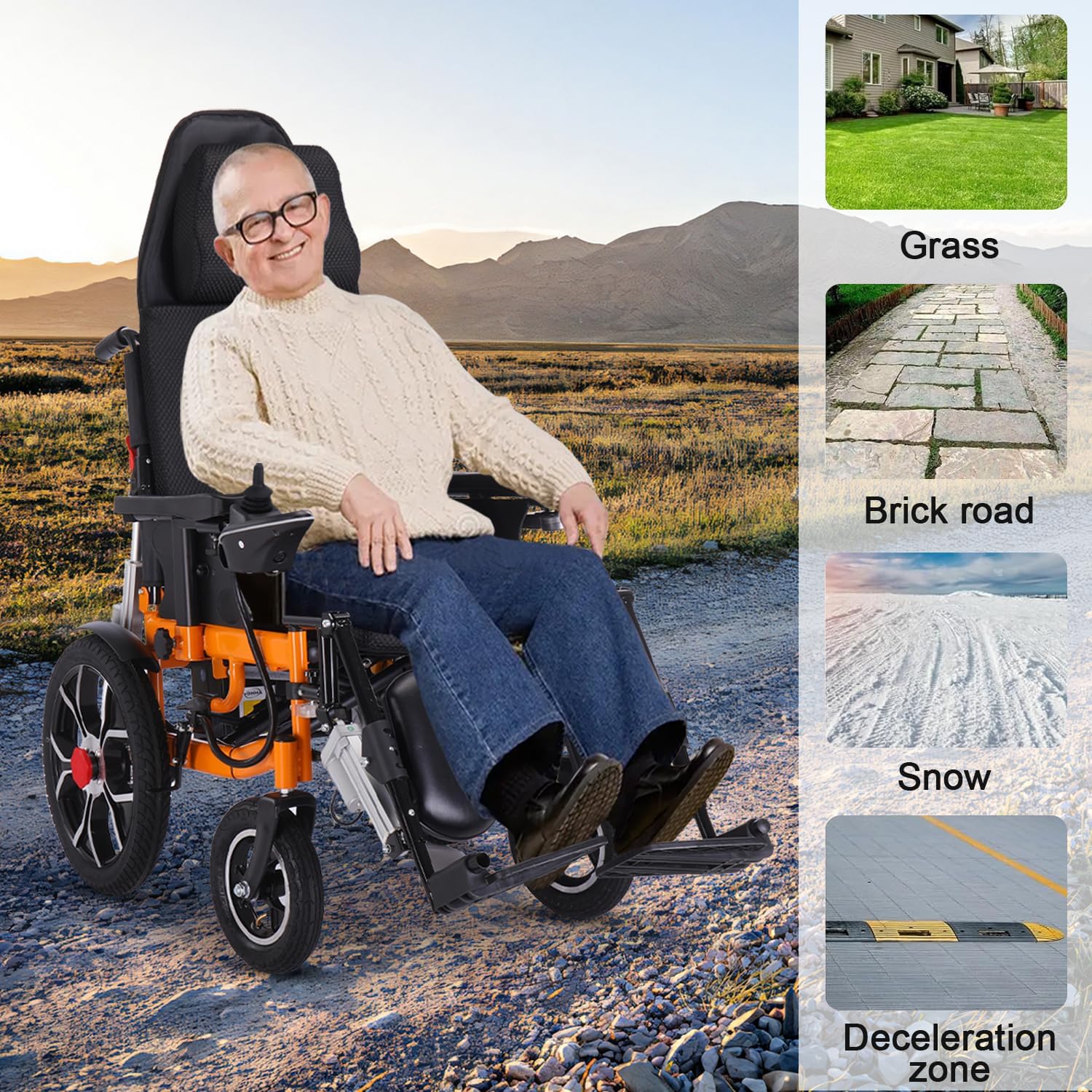  Reclining Electric Wheelchair,Foldable Intelligent Wheelchairs for Adults,20Miles Long Range Power Wheelchair,Lightweight Motorized Wheelchair for Seniors with Headrest, Remote Control Wheelchair