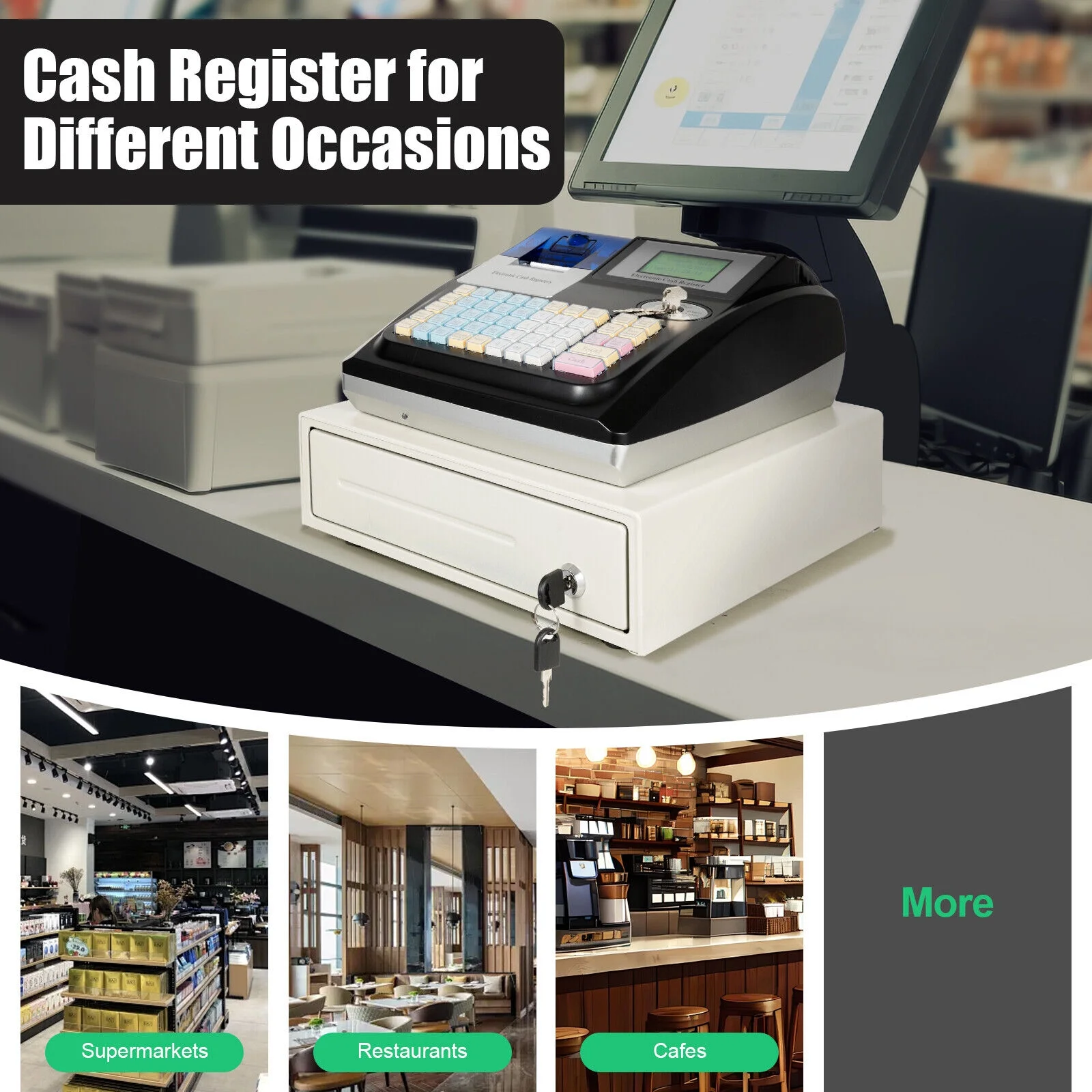 Electronic Cash Register POS System 48 Key for Supermarket Retail Restaurant