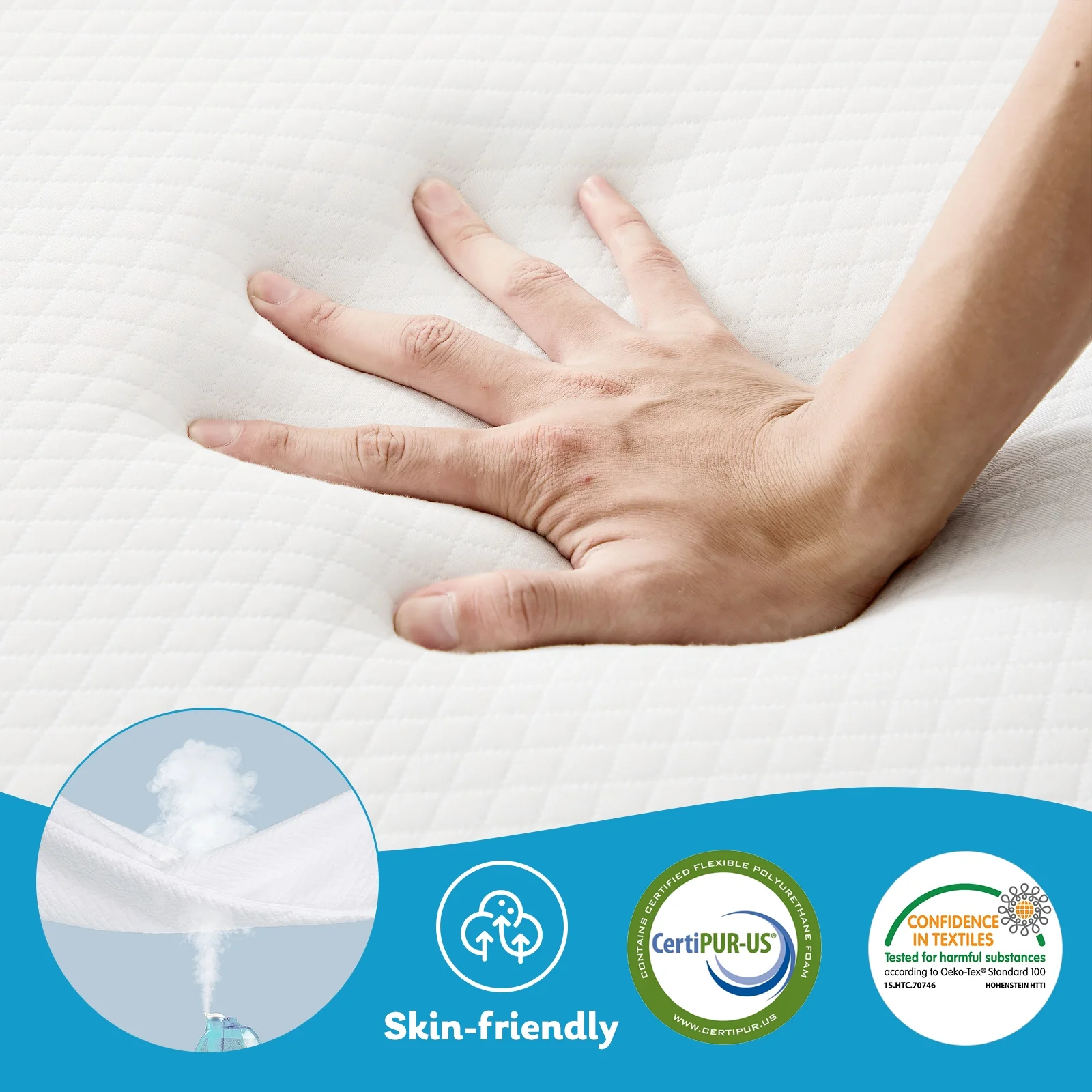 Smiaoer 3 inches Folding Queen Size Memory Foam Mattress with Cover,Tri-fold Portable Mattress Topper for Guest Bed,Camping
