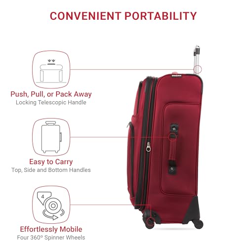 SwissGear Sion Softside Expandable Luggage, Black, Checked-Large 29-Inch
