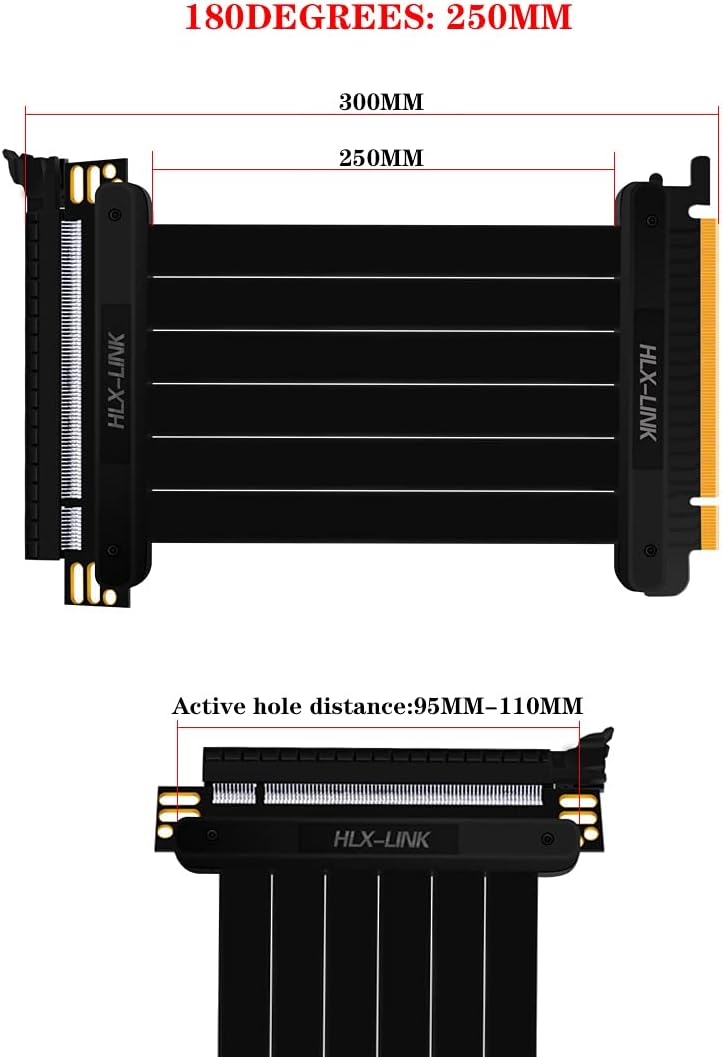 Qingsea Pcie Riser Extension Cable PCI-E 4.0 x 16 Vertical GPU Mount Cable High Speed PCI Express Riser Card 90 Degree for Computer Riser Cable(25CM)