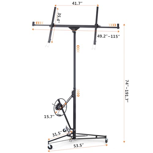 Drywall Lift 11FT, 150LBS Heavy Duty Sheetrock Lift, Drywall Lift Panel Hoist, 360° Adjustable Drywall Jack Lift for Ceiling, Drywall Lifter for Home Improvement, Classic Black