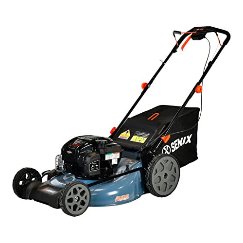 SENIX LSSG-H2 22-Inch Self Propelled Gas Lawn Mower with 163 cc 4-Cycle Engine, 3-in-1 Rear Wheel Drive Variable Speed Lawnmower, 6-Position Height Adjustment with 11-Inch Rear Wheels
