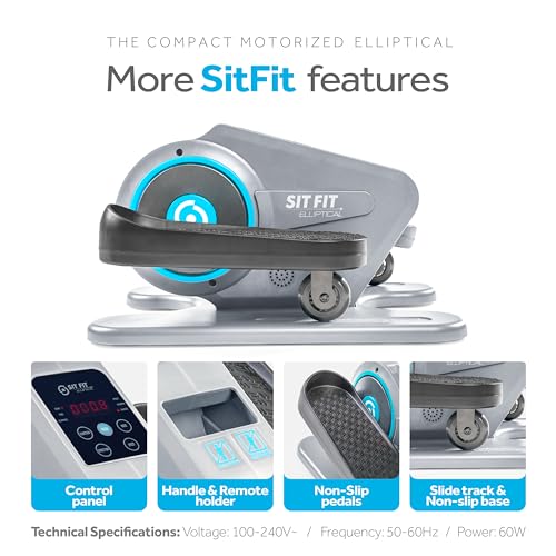 SITFIT, Sit Down and Cycle! Powered Foot Pedal Exerciser for Seniors, Under Desk Elliptical Exercise Bike, Leg Exerciser While Sitting. Peddler Exerciser Mini Bike, Portable Rehabilitation Equipment.