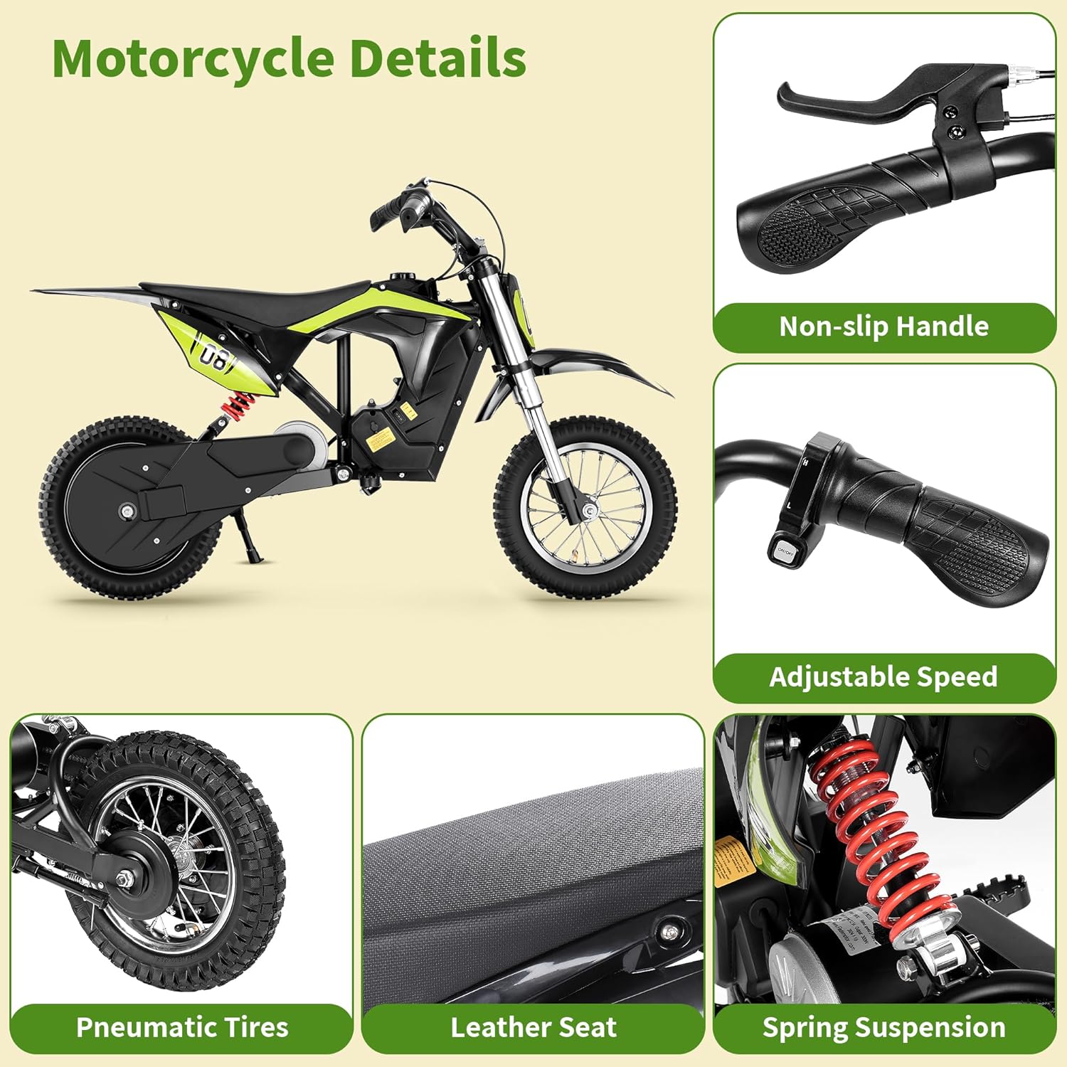 36V 300W Kids Electric Dirt Bike, Ride on Motorcycle Up to 15.5 MPH & 13 Miles Long-Range, 3-Speed Modes Motorcycle for Kids Ages 5-10