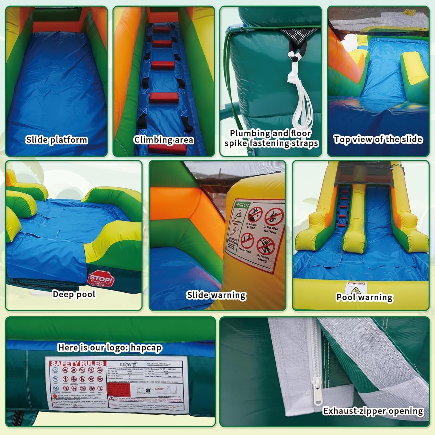 Commercial PVC Inflatable Water Slide Bounce House with Air Blower for Kids or Adults,Semi Commercial,Park Use,High Slide with Shallow Pool,Backyard Water Play Slide,Large 20' x 9.4'x 13’