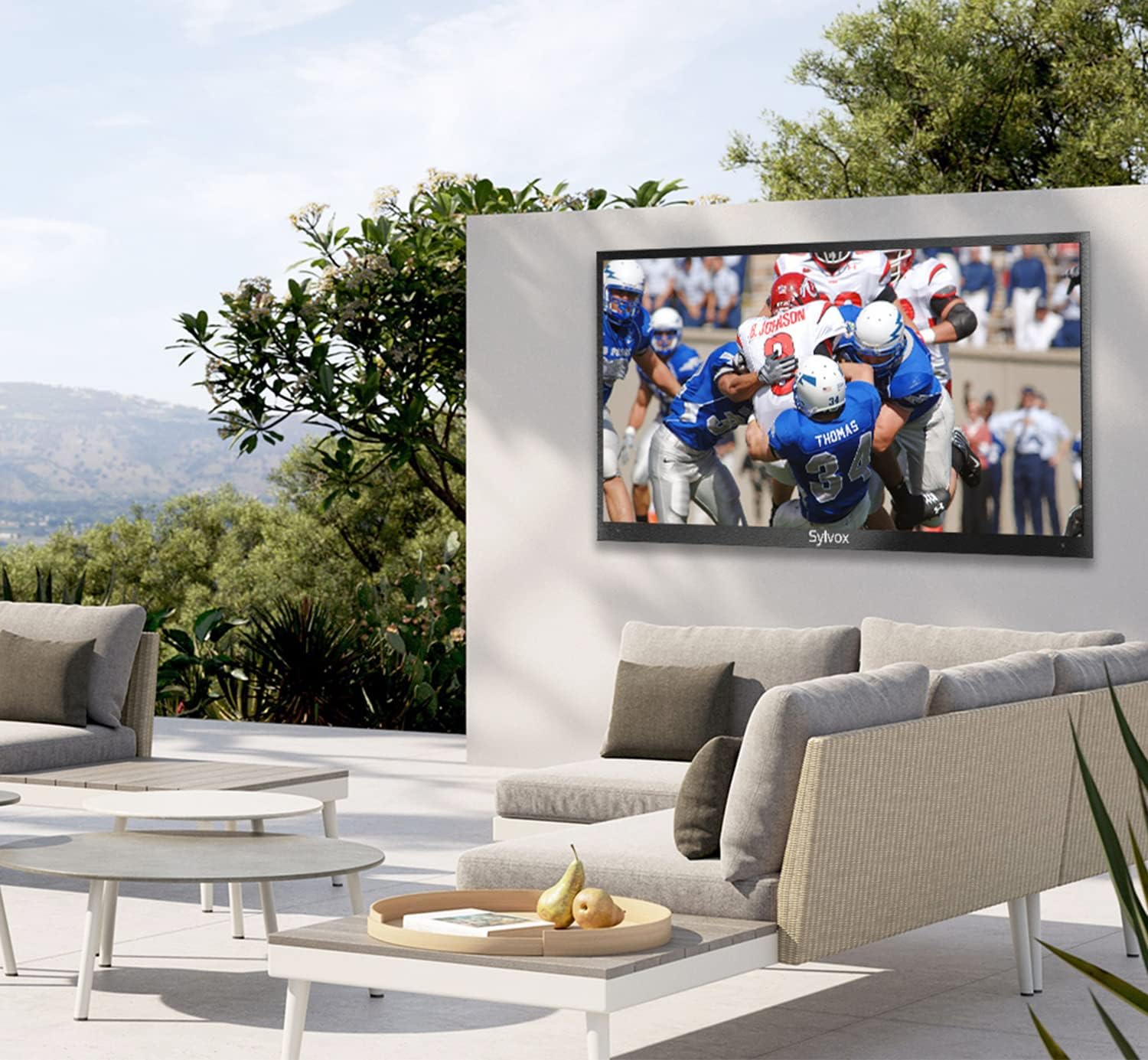 SYLVOX Outdoor TV, 43 inch Waterproof 4K Smart TV, Outdoor Television Support Bluetooth WiFi for Full Sunshine Areas 2000nits (Pool Series)