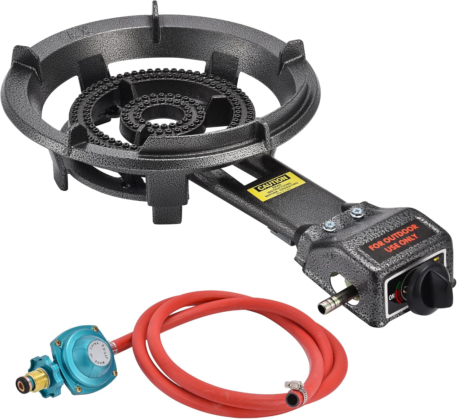 ARC 2541S, Super Propane Burner, 80000 BTU 13 Large Heavy Duty Cast Iron High-Pressure Camping Stove with 0-20 PSI CSA Adjustable Regulator&Hose, Perfect for Outdoor Cooking, Home Brewing, Turkey Fry