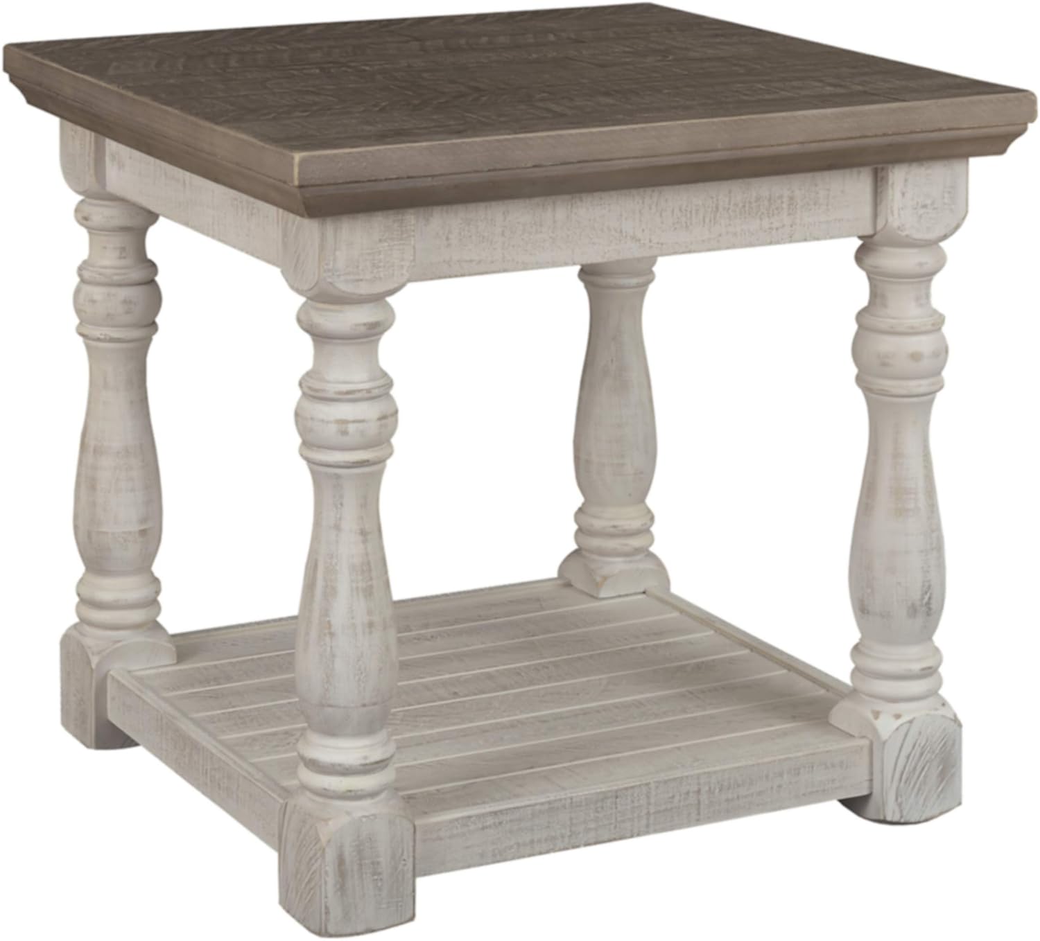 Signature Design by Ashley - Mallacar Vintage Square End Table w/ Fixed Shelf, Black