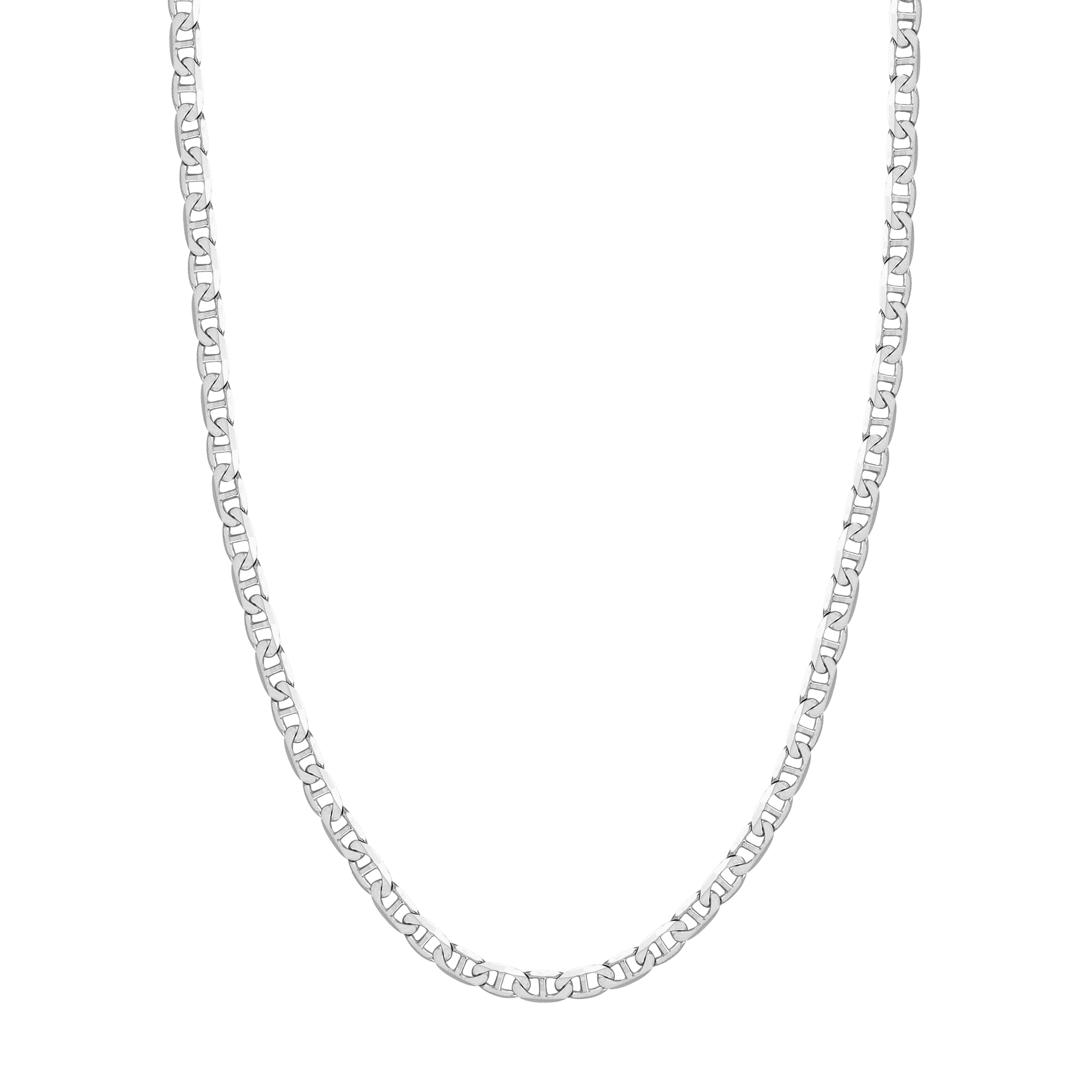 14K White Gold Men & Women's 18" 5.6mm Flat Mariner Chain Necklace