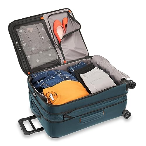 Briggs & Riley Domestic 22" Carry On Expandable Spinner - Luggage for Travel, Suitcases with Wheels, Softside Rolling Bag for Men & Women, Self-Repairing Zipper - ZDX Collection, Hunter