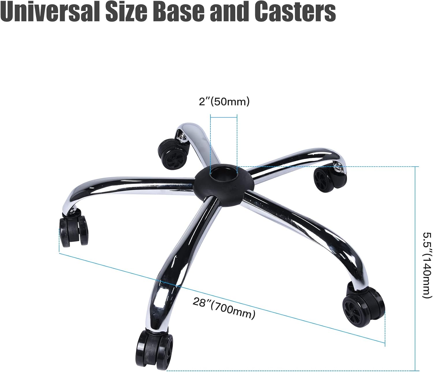 28inch (700 mm) Universal Heavy Duty Office Desk Chair Base with Casters Kits Replacement