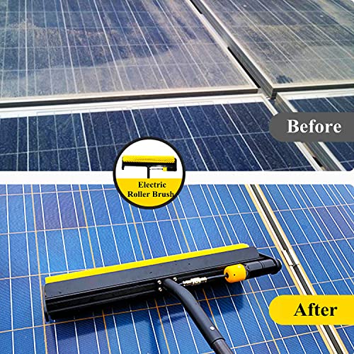 WTTTTW Electric Solar Panel Cleaning Brush Tool, Automatic Photovoltaic Panel Cleaning Water Brush, Window Cleaner Kit Roof Water Brush with Rechargeable Lithium Battery