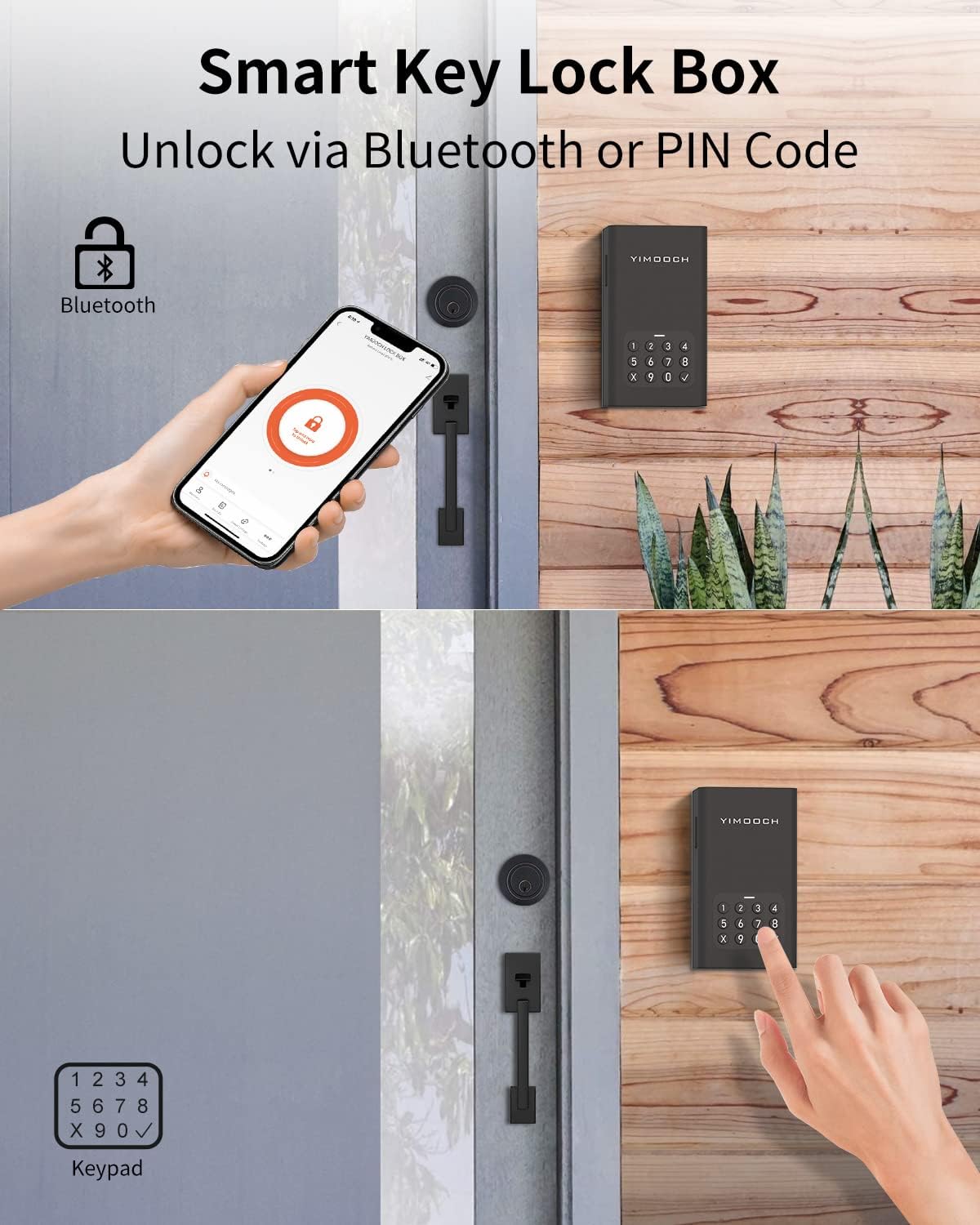 Key Lock Box, YIMOOCH Smart Lock Box for House Keys, Support Bluetooth Remote Access, Outside Door Knob/Wall Mounted for Airbnb hosts, Realtor, Car keys and More Pack of 2