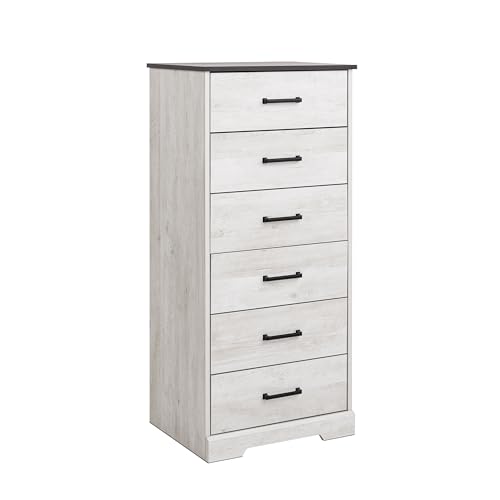Prepac Sonoma 6 Drawer Dresser for Bedroom, Tall Chest of Drawers, Bedroom Furniture, Clothes Storage and Organizer, 19" D x 23.25" W x 52.75" H, Black