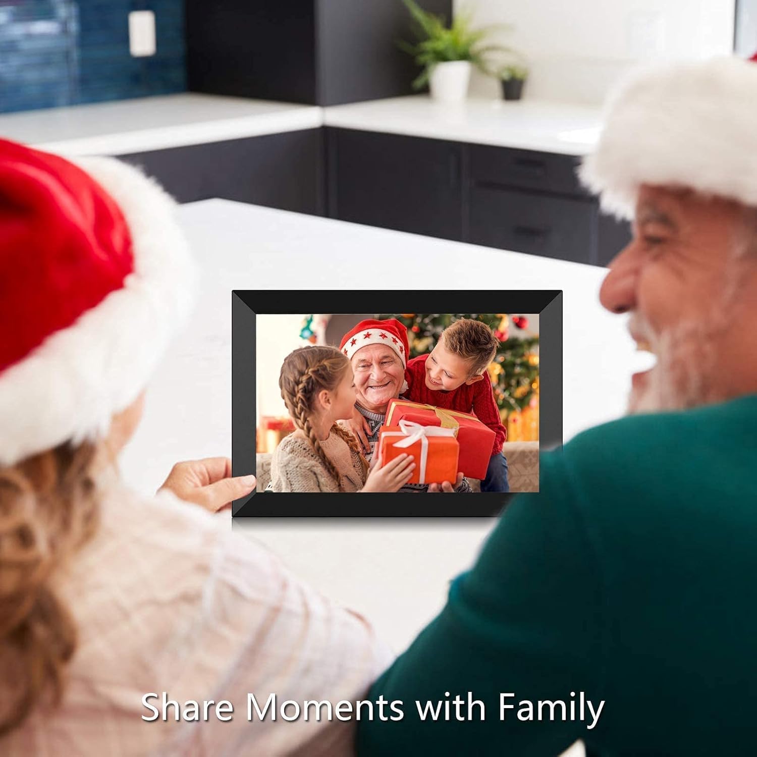 FRAMEO Digital Photo Frame WiFi 8 Inch 1920×1200 FHD IPS Touch Screen, 16GB Storage, Support USB Drive & SD Card, Auto-Rotate, Easy Setup to Share Photos or Videos Anywhere via Free App