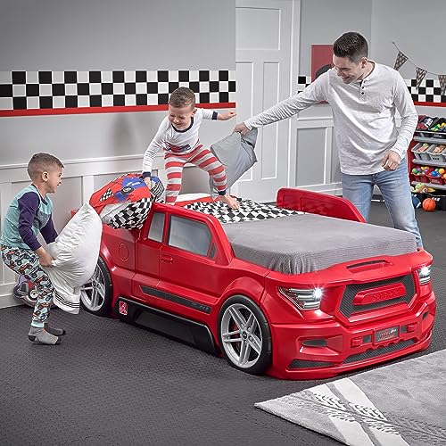 Step2 Roadster Toddler-to-Twin Bed, Crib to Twin Transition Race Car Bed, Adjustable, Ages 3+ Years Old, Easy Assembly, Red