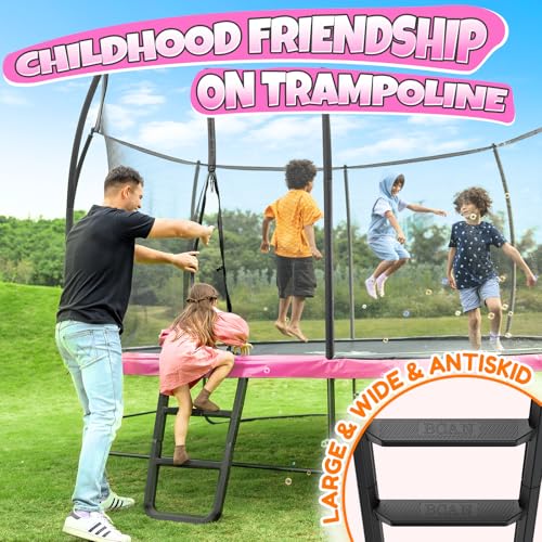 BCAN 8FT 10FT 12FT 14FT 15FT 16FT Recreational Trampoline with Enclosure for Kids Adults, ASTM Approved, Outdoor Trampolines with Ladder for Kids
