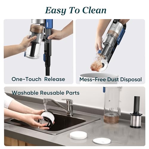 LEVOIT Cordless Vacuum Cleaner, Stick Vac with Tangle-Resistant Design, Up to 50 Minutes, Powerful Suction, Rechargeable, Lightweight, and Versatile for Carpet, Hard Floor, Pet Hair, LVAC-200