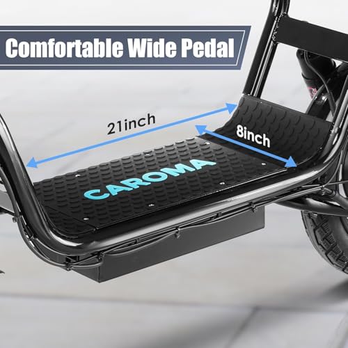 Caroma Peak 500W/800W/1200W Electric Scooter with Seat, Max 15/20/30Miles Range&20MPH, 14" Tires Foldable Adult Electric Scooter with Basket for Pets & Cargo, Dual Shock Absorbing Ebike for Commuting