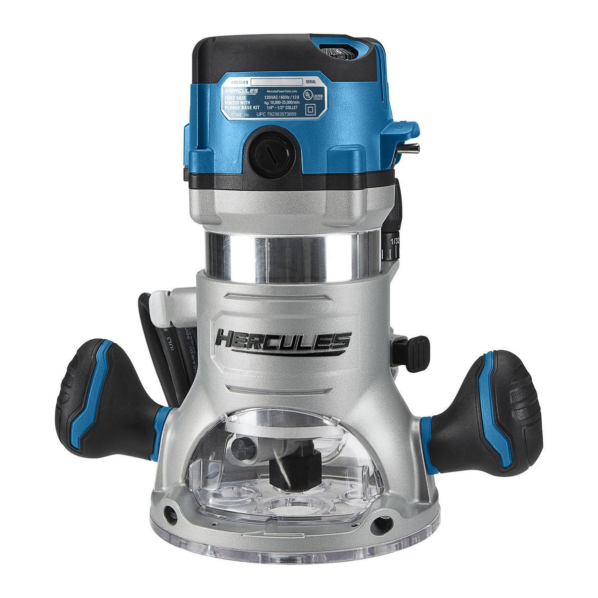 HERCULES 12 Amp Variable-Speed Fixed Base Router with Plunge Base Kit