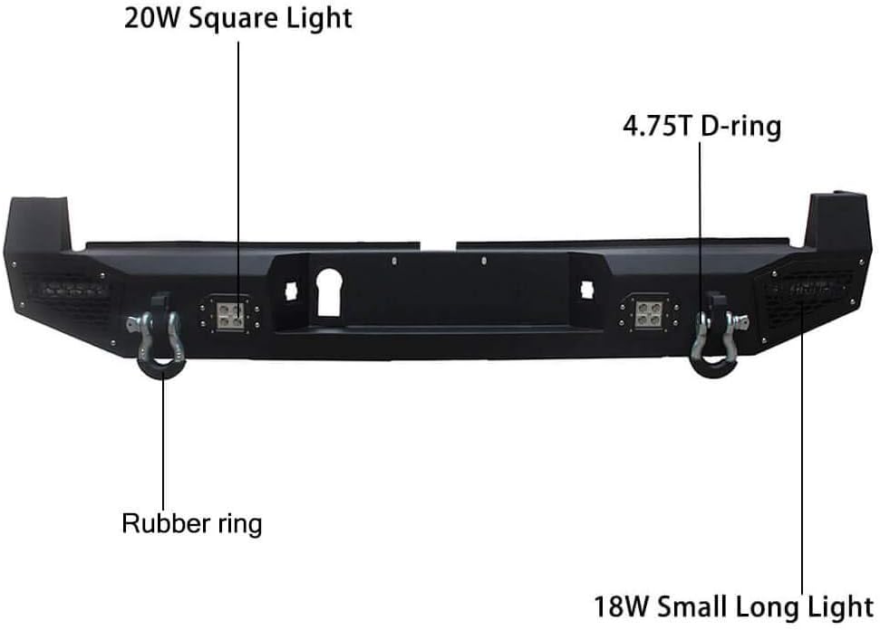 Vijay Front and Rear Bumper Textured Black with LED Lights and Winch Plate for 2016-2022 Tacoma