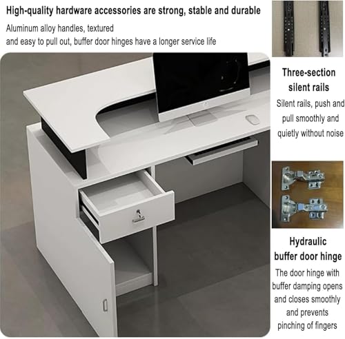Standing Reception Desk with Led Light Counter Table Simple Retail Counter Lockable Checkout Counter Wooden Computer Table