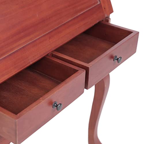Secretary Desk Brown 30.7"x16.5"x40.6" Solid, Wood,Vintage, Secretary Desk with Flip Top and Ample Storage Home Office Furniture