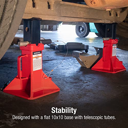 Sunex 1410 10-Ton, High Height, Pin Type, Jack Stands, Pair