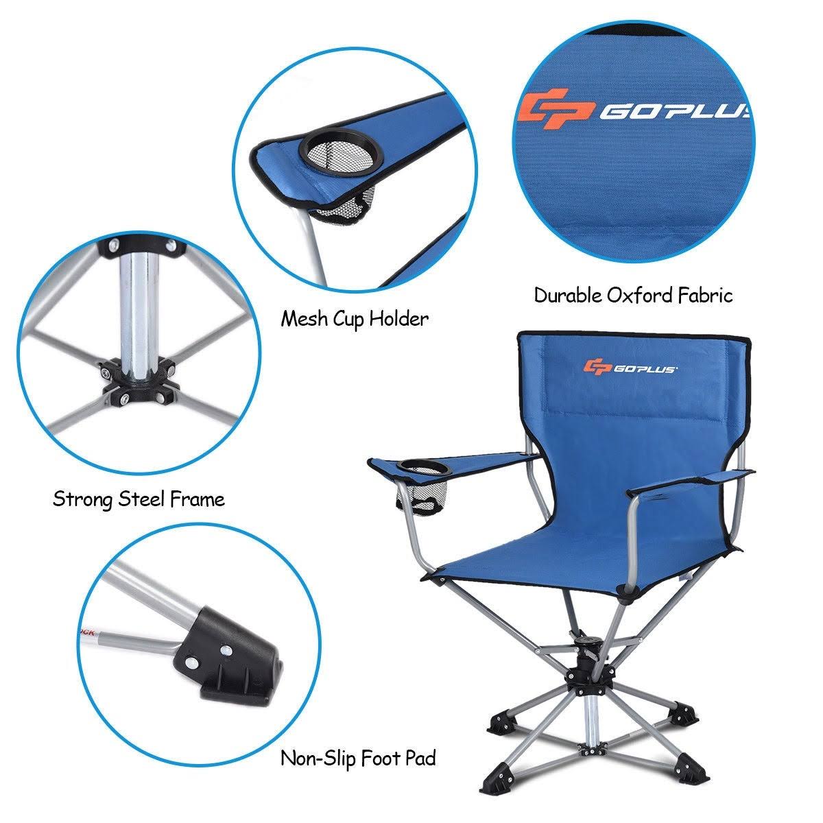 Goplus Collapsible Portable Swivel Camping Chair 360degreesFree - Blue