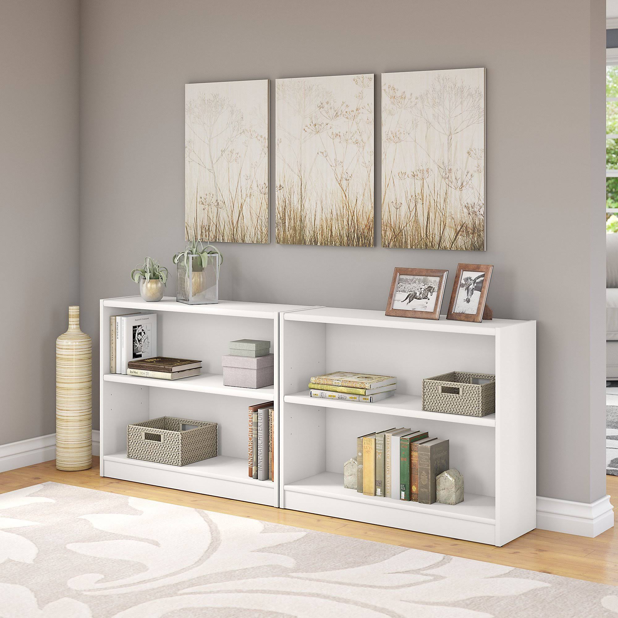 Bush Furniture Universal 2 Shelf Bookcase Set of 2, White