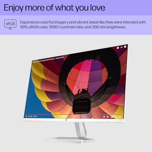 HP Series 5 24 inch FHD Monitor, Full HD Display (1920 x 1080), IPS panel, 99% sRGB, 1500:1 contrast ratio, 300 nits, Eye Ease with Eyesafe certification, 524sa (2024)